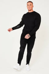 One Arm Print Sweatshirt - Black - Zanouchi